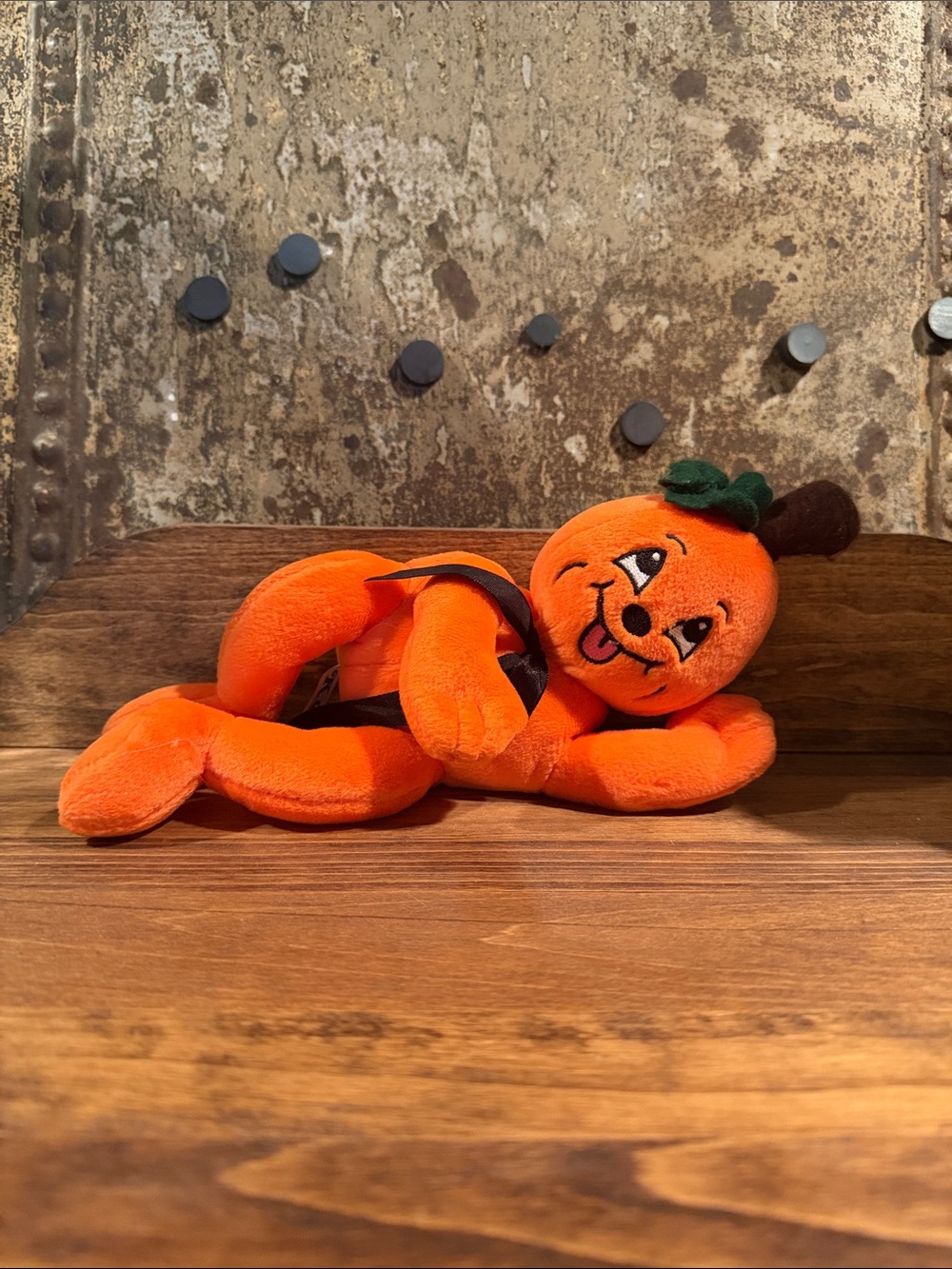 Cute Rare Vintage Kids of America 9" Jack-o'-lantern Pumpkin Man Plush Halloween